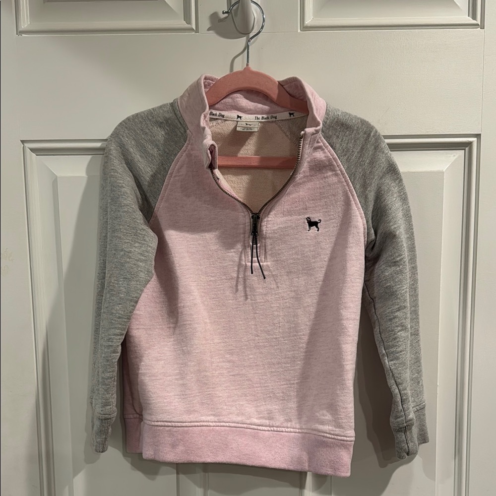 Kids The Black Dog Pink and Gray Quarter-Zip Pullover, Like New
